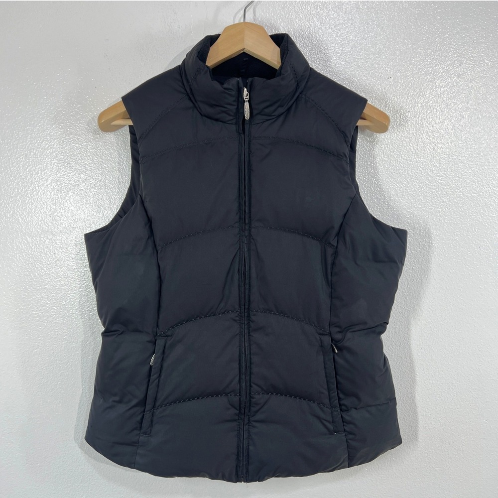 Eddie Bauer Premium Goose Down Puffer Vest Medium Women Black Quilted Zip Winter